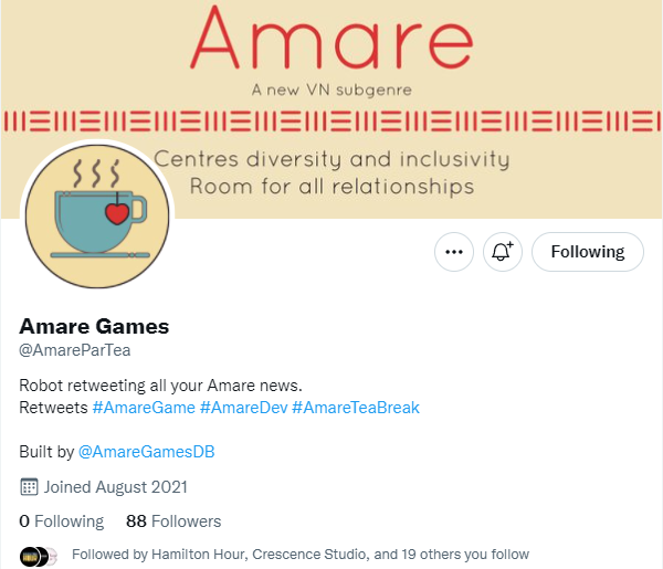 Photo of the Amare Bot Twitter page.